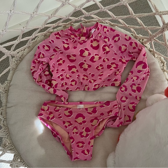 SOLD Girls Cat & Jack Two Piece Swimsuit Bikini long sleeve - Picture 1 of 4